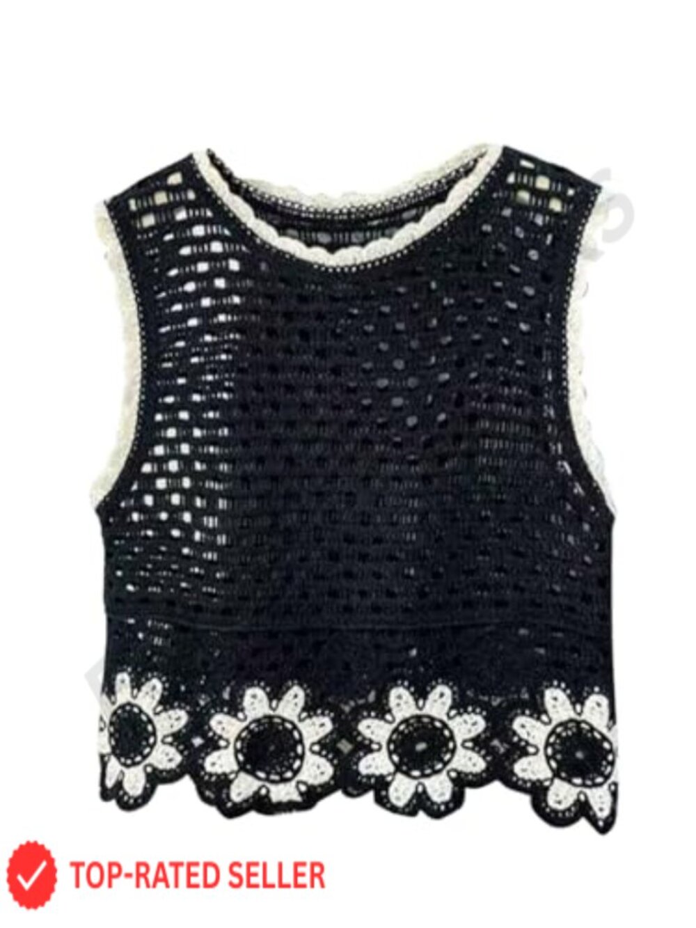 Crochet Sweater Vest Sleeveless Knit Tank Top Boho Beach